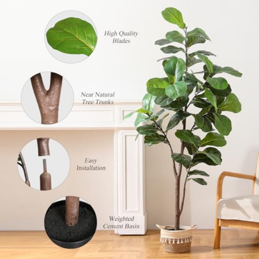 Artificial Fiddle Leaf Fig Tre - Ficus Lyrata Tree บทวิจารณ์และราคา