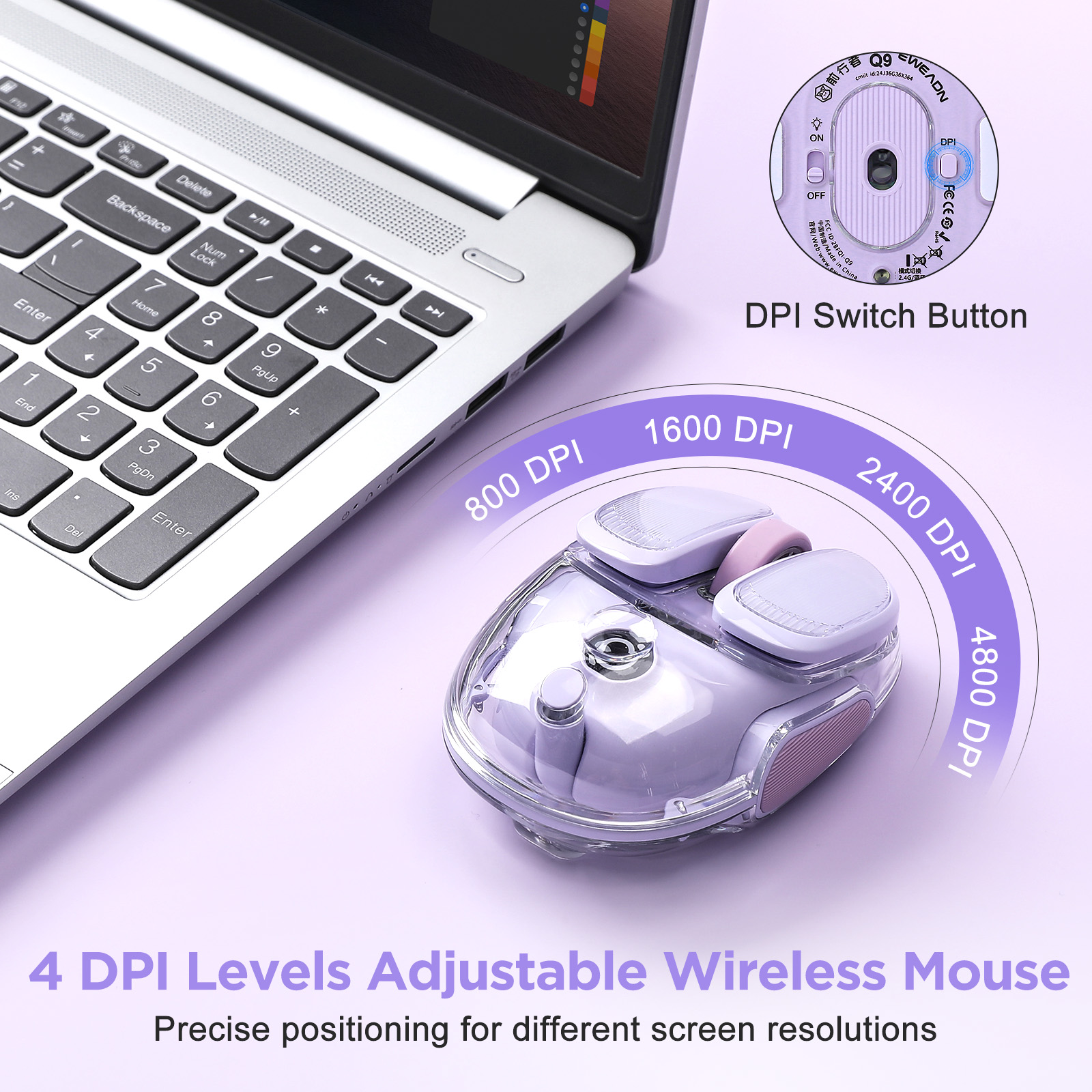 EWEADN Q9 Purple Wireless RGB  - Tradescantia Purple บทวิจารณ์และราคา